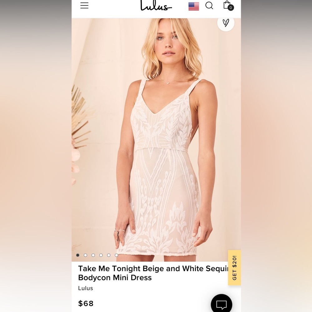 New with tags, Lulus, white and beige/cream sequin dress